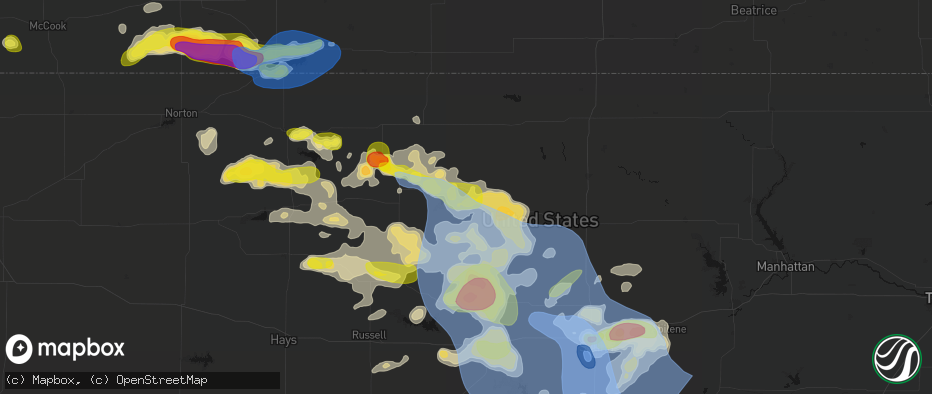 Hail map in Glen Elder, KS on June 8, 2026