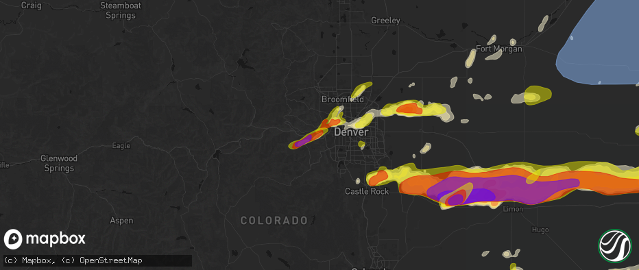 Hail map in Golden, CO on June 8, 2026