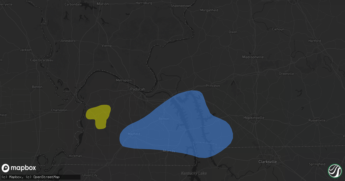 Hail map in Grand Rivers, KY on June 8, 2026
