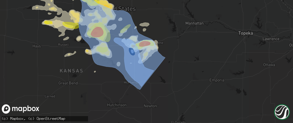 Hail map in Gypsum, KS on June 8, 2026
