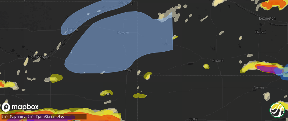 Hail map in Haigler, NE on June 8, 2026