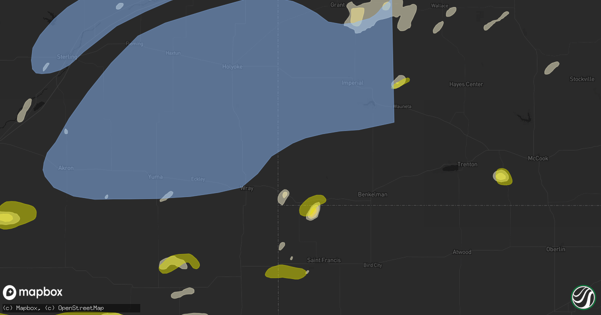 Hail map in Haigler, NE on June 8, 2026