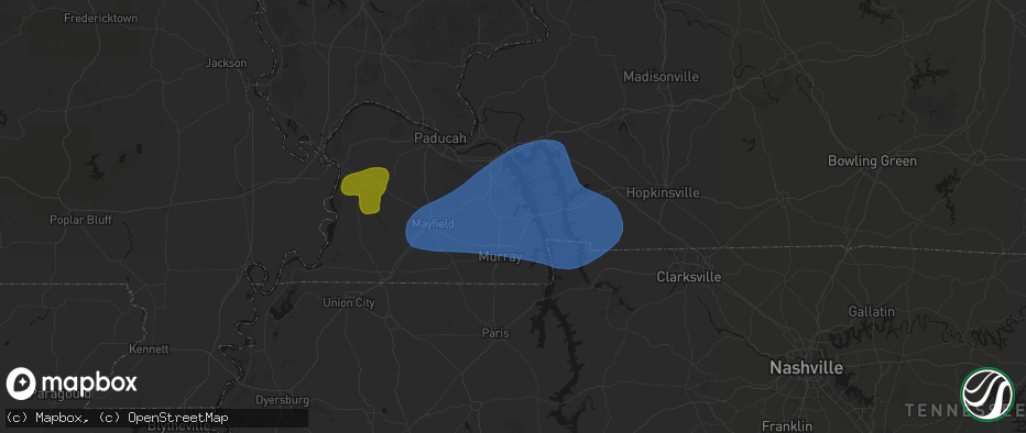 Hail map in Hardin, KY on June 8, 2026