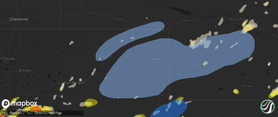 Hail map in Haxtun, CO on June 8, 2026