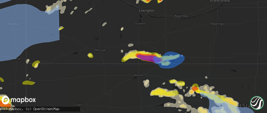Hail map in Hendley, NE on June 8, 2026
