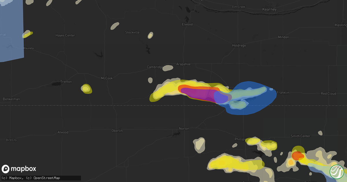 Hail map in Hendley, NE on June 8, 2026