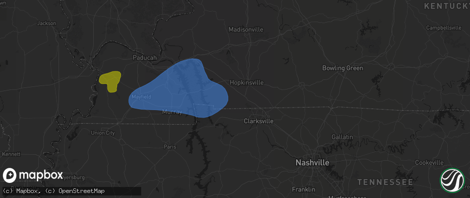 Hail map in Herndon, KY on June 8, 2026