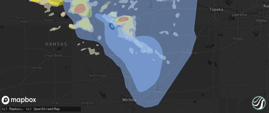 Hail map in Hillsboro, KS on June 8, 2026