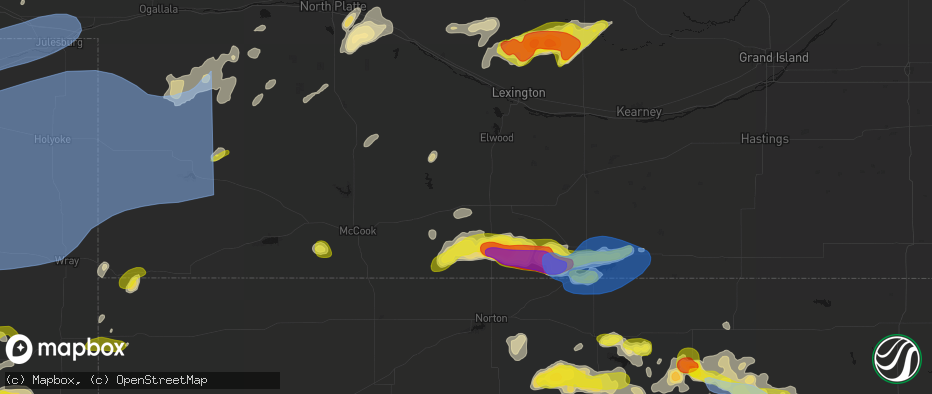 Hail map in Holbrook, NE on June 8, 2026