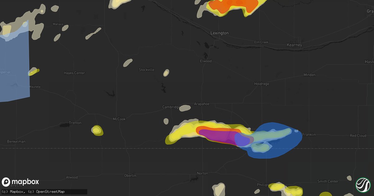 Hail map in Holbrook, NE on June 8, 2026