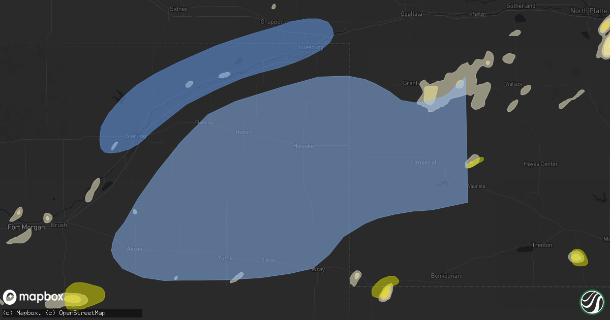 Hail map in Holyoke, CO on June 8, 2026