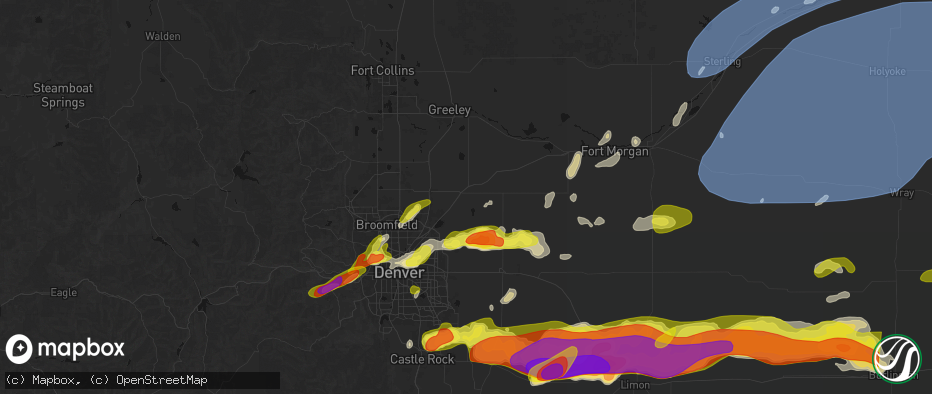 Hail map in Hudson, CO on June 8, 2026