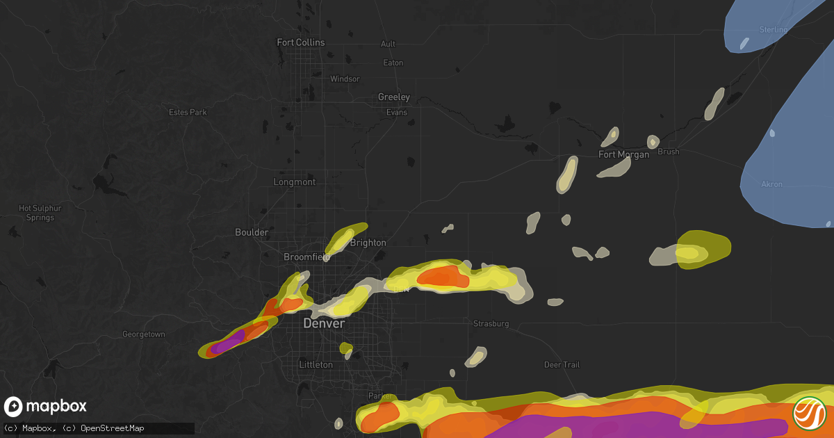 Hail map in Hudson, CO on June 8, 2026