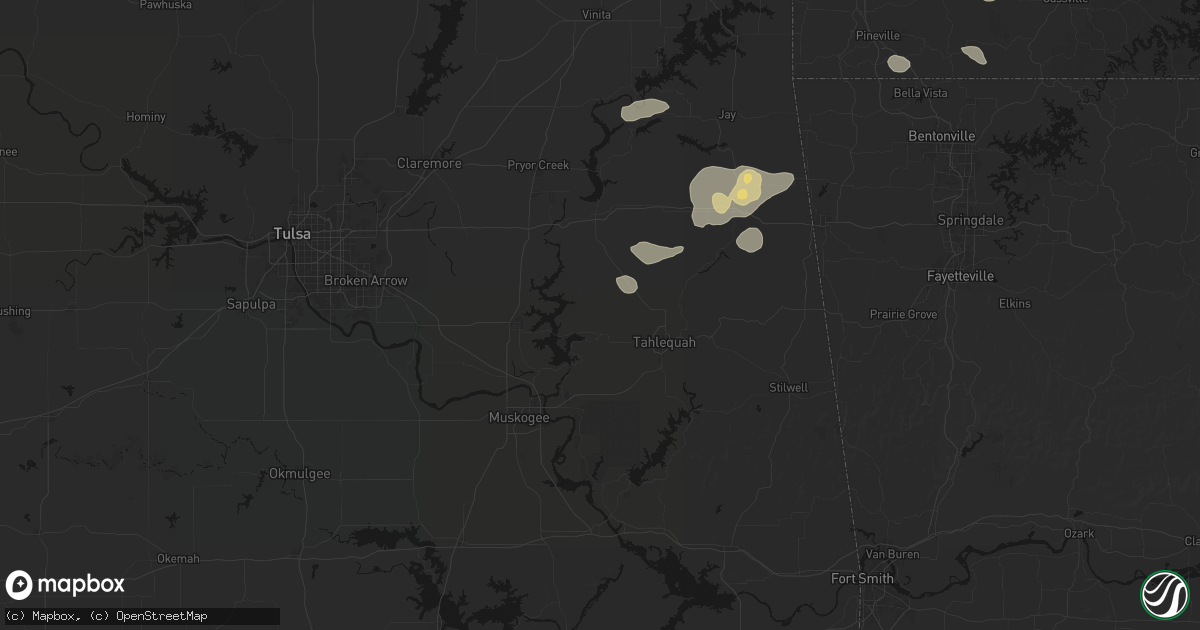 Hail map in Hulbert, OK on June 8, 2026