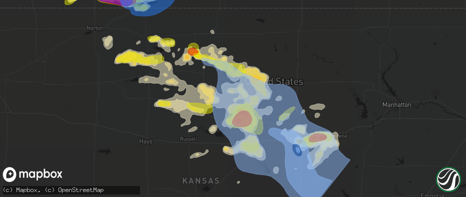 Hail map in Hunter, KS on June 8, 2026