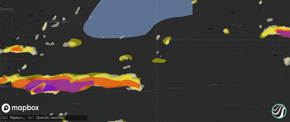 Hail map in Idalia, CO on June 8, 2026