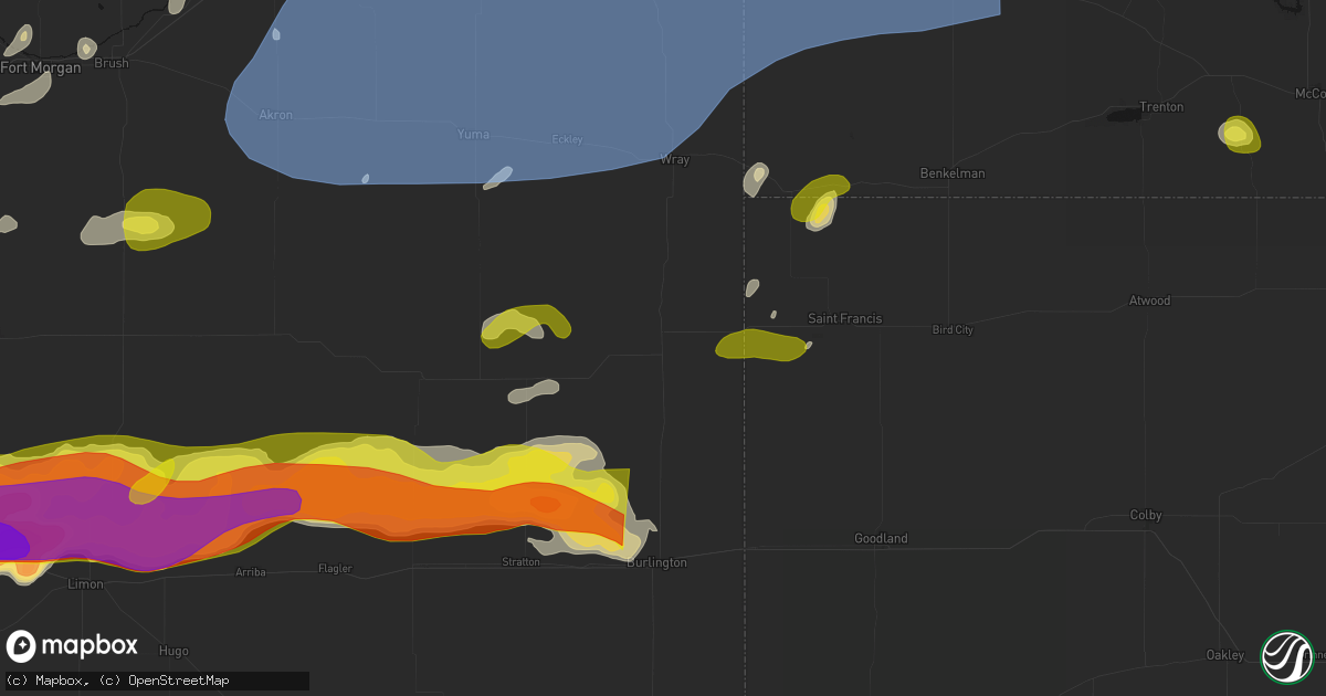 Hail map in Idalia, CO on June 8, 2026