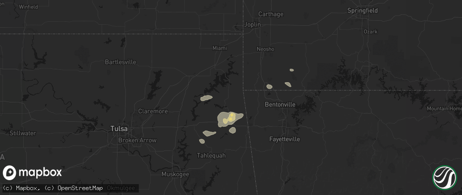 Hail map in Jay, OK on June 8, 2026