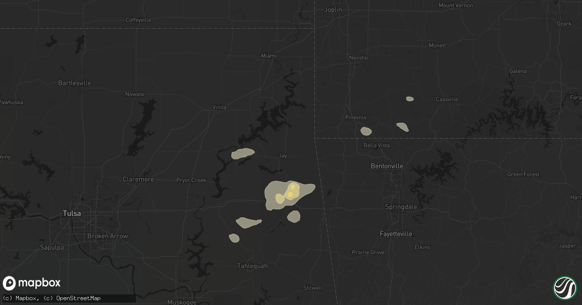 Hail map in Jay, OK on June 8, 2026