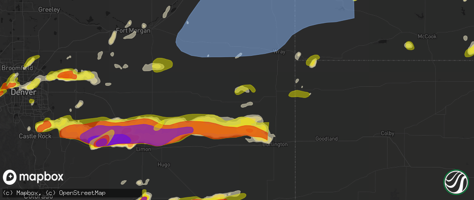 Hail map in Joes, CO on June 8, 2026