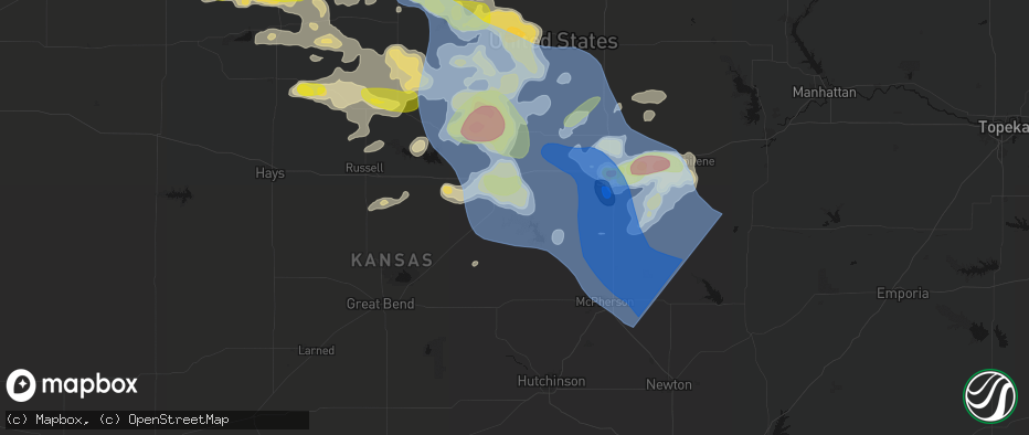 Hail map in Kanopolis, KS on June 8, 2026