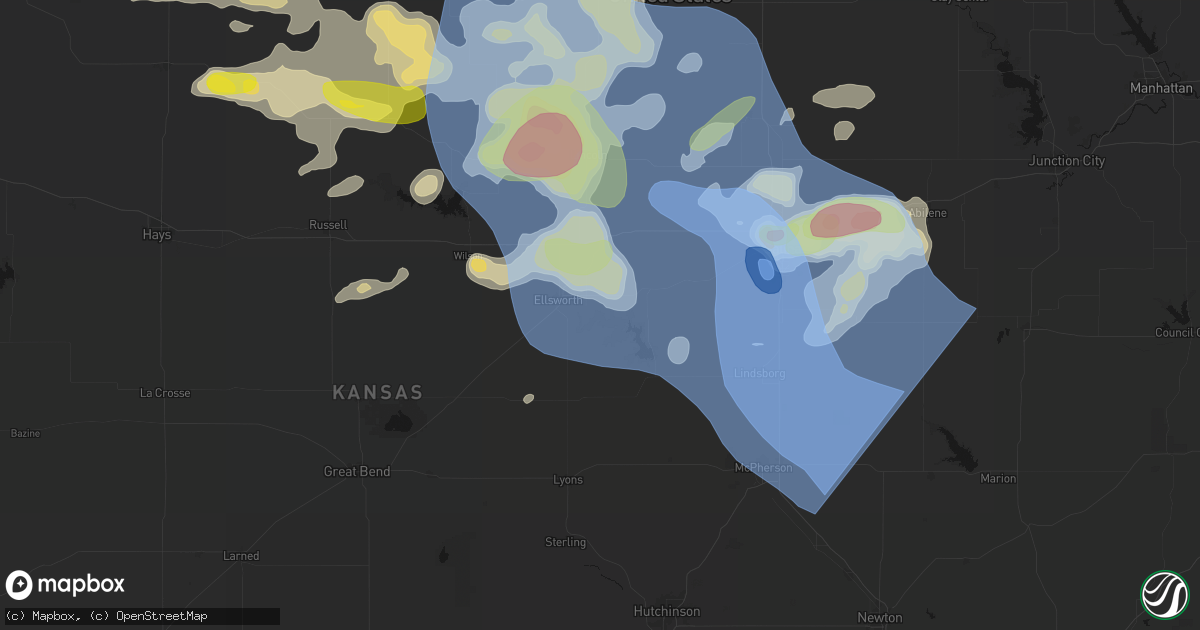Hail map in Kanopolis, KS on June 8, 2026