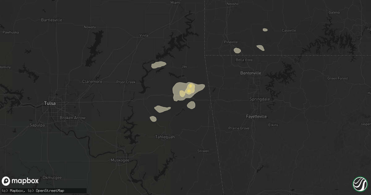 Hail map in Kansas, OK on June 8, 2026
