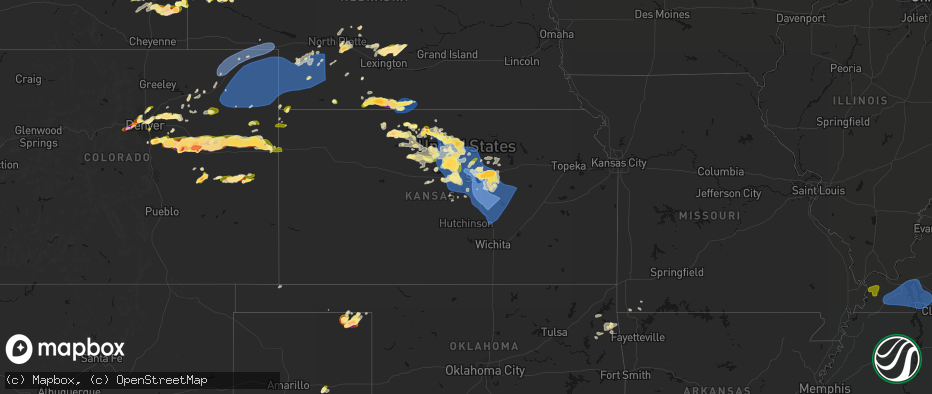Hail map in Kansas on June 8, 2026