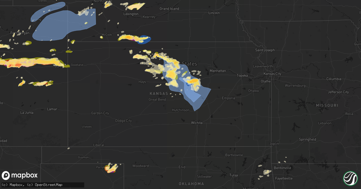 Hail map in Kansas on June 8, 2026