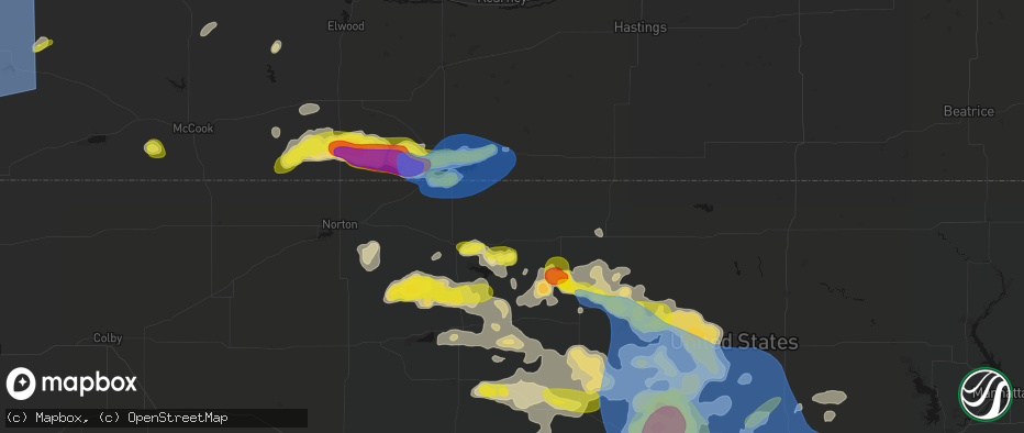 Hail map in Kensington, KS on June 8, 2026