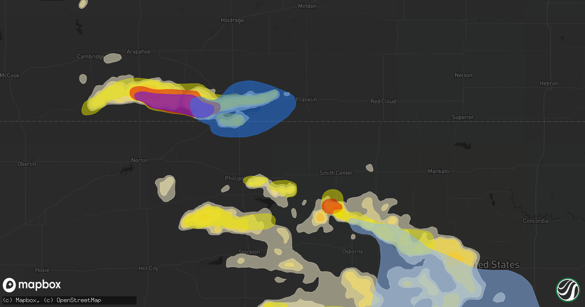 Hail map in Kensington, KS on June 8, 2026