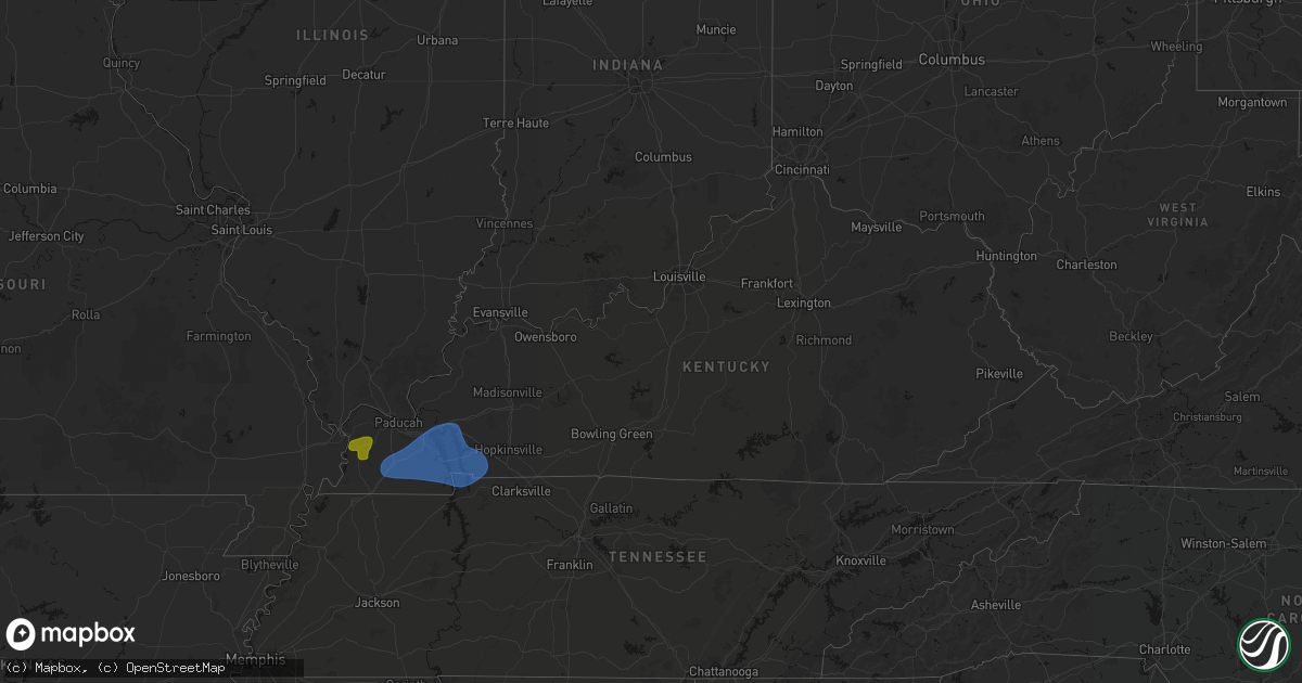 Hail map in Kentucky on June 8, 2026