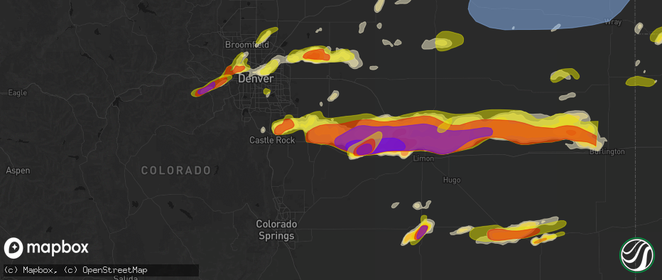 Hail map in Kiowa, CO on June 8, 2026