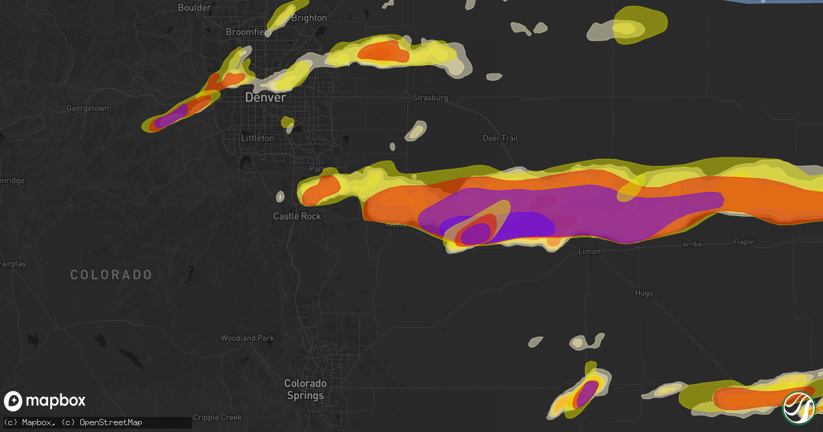 Hail map in Kiowa, CO on June 8, 2026