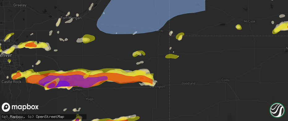 Hail map in Kirk, CO on June 8, 2026