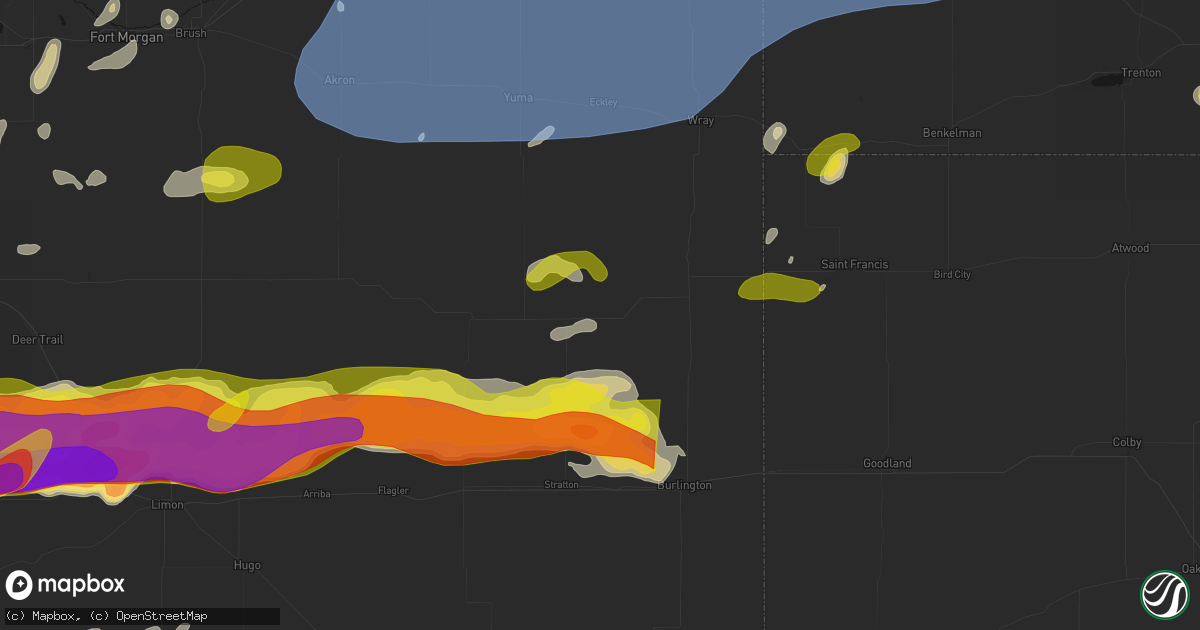 Hail map in Kirk, CO on June 8, 2026