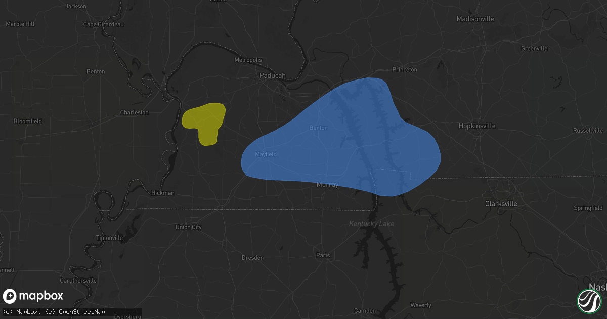 Hail map in Kirksey, KY on June 8, 2026