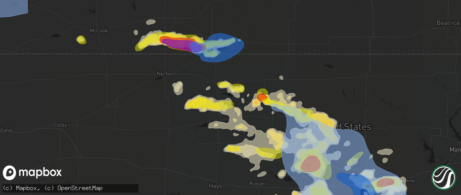 Hail map in Kirwin, KS on June 8, 2026