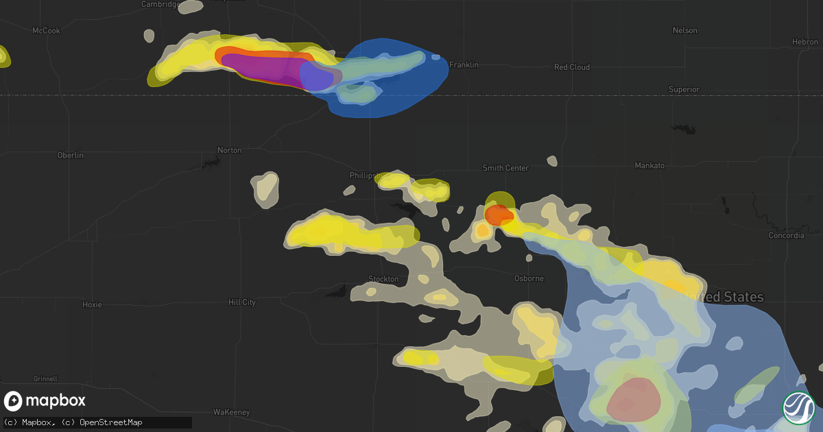 Hail map in Kirwin, KS on June 8, 2026