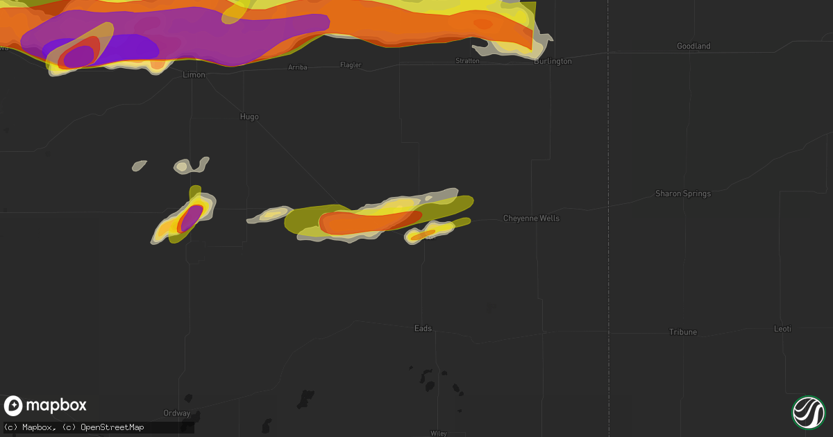 Hail map in Kit Carson, CO on June 8, 2026