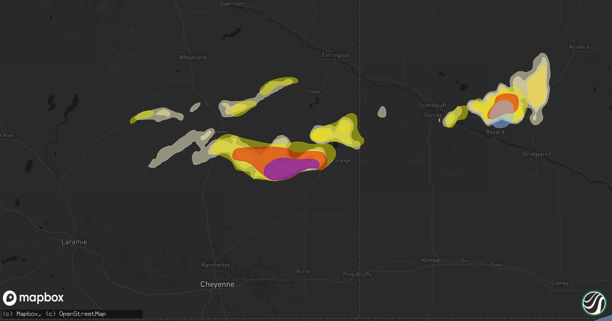 Hail map in Lagrange, WY on June 8, 2026