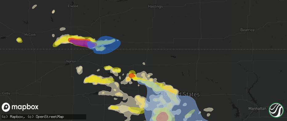 Hail map in Lebanon, KS on June 8, 2026