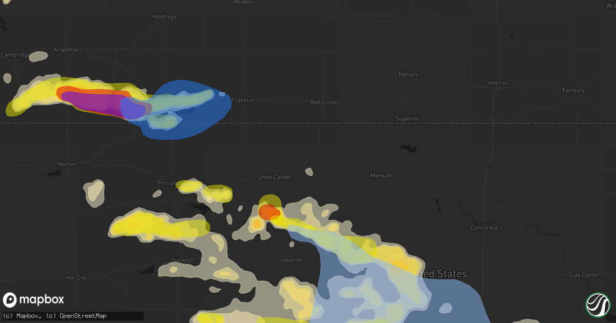 Hail map in Lebanon, KS on June 8, 2026