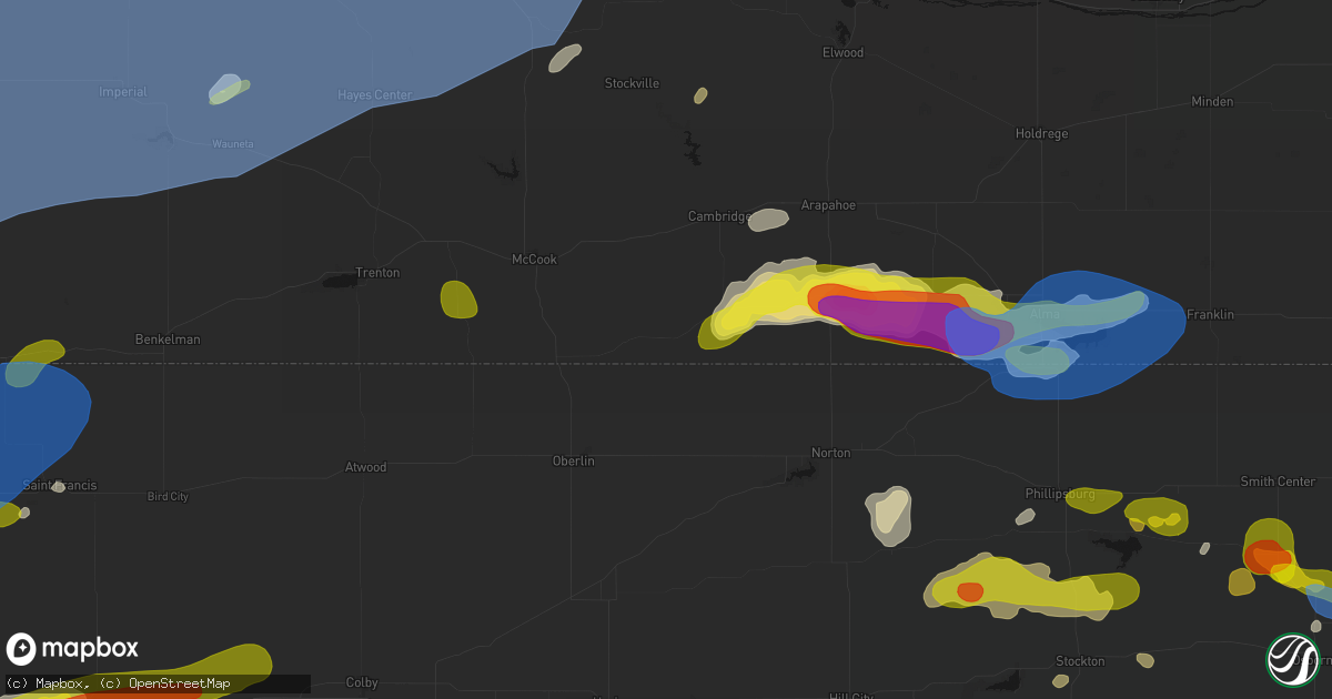 Hail map in Lebanon, NE on June 8, 2026