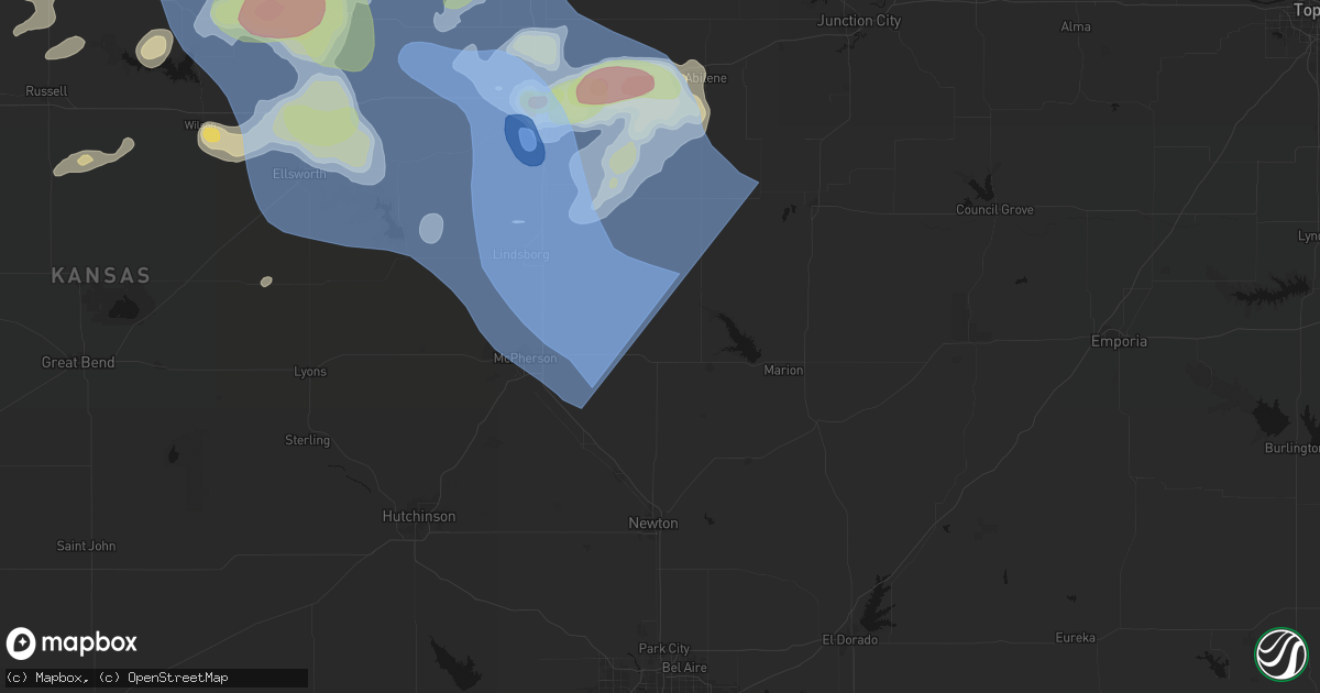Hail map in Lehigh, KS on June 8, 2026