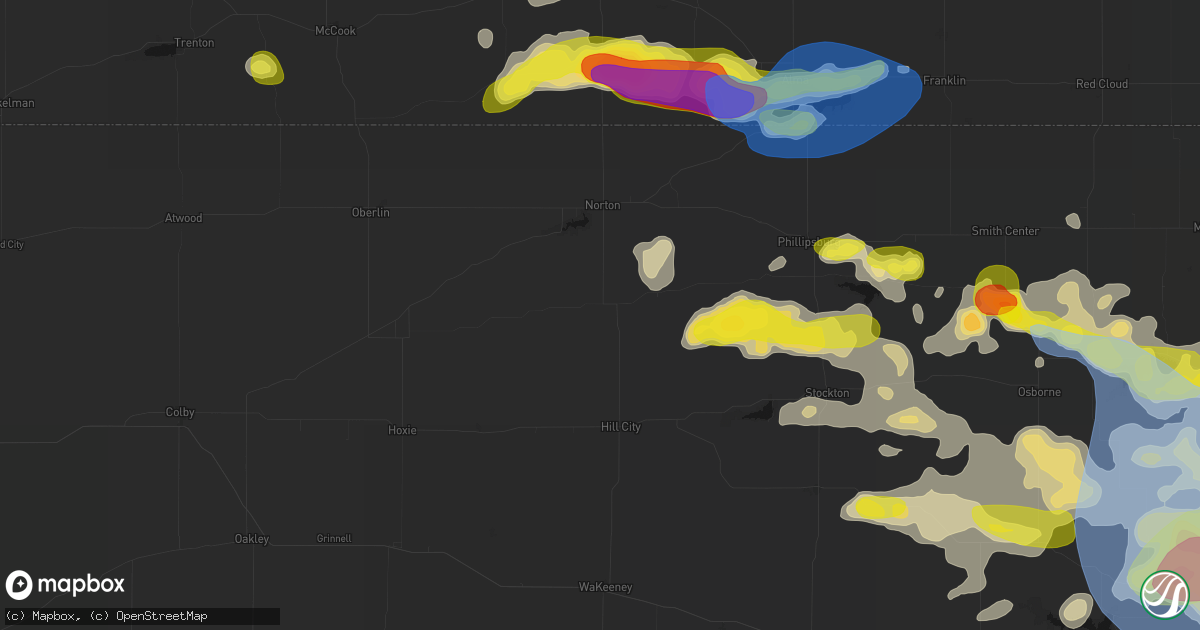 Hail map in Lenora, KS on June 8, 2026