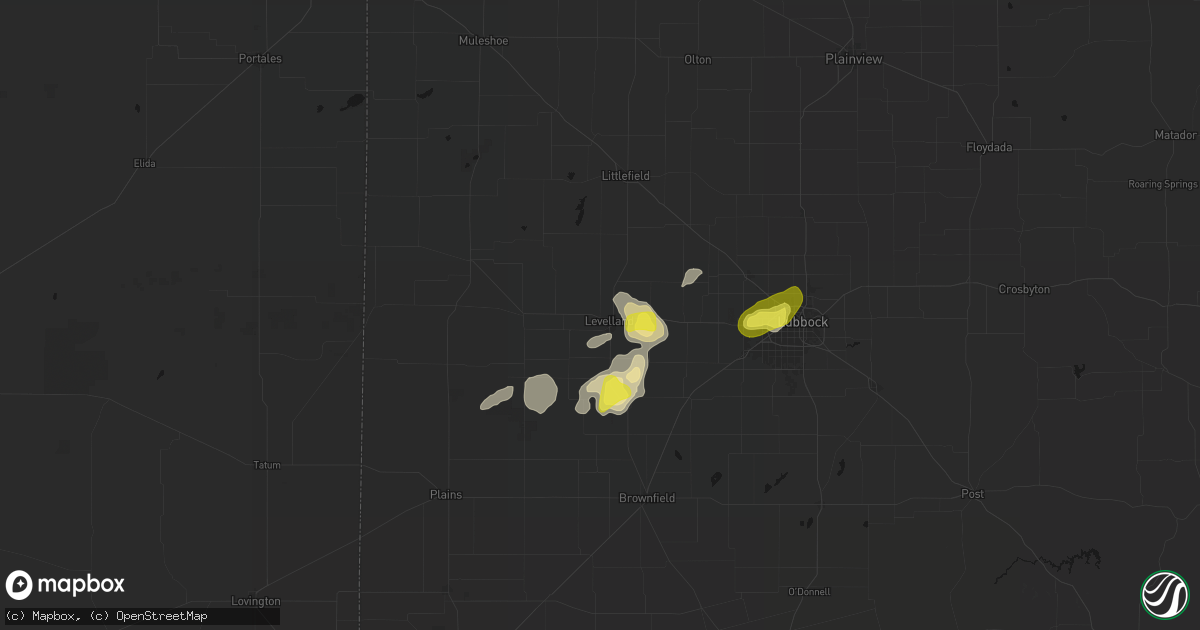 Hail map in Levelland, TX on June 8, 2026