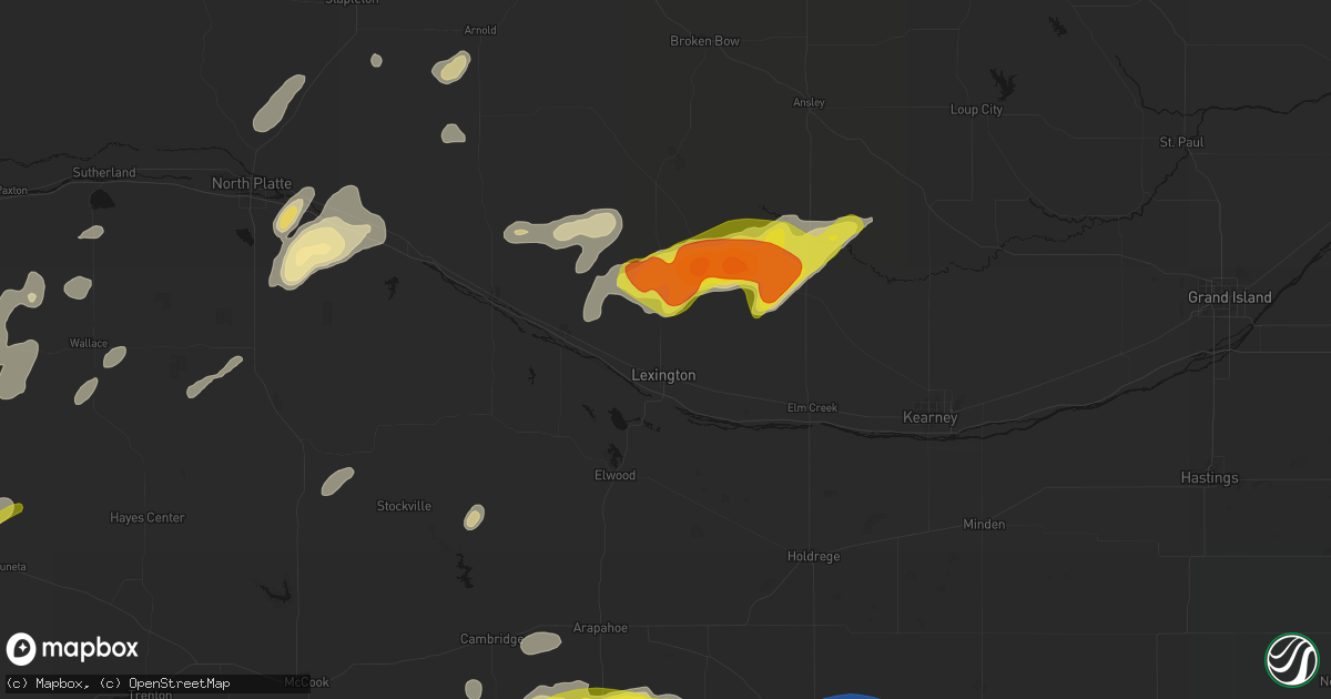 Hail map in Lexington, NE on June 8, 2026