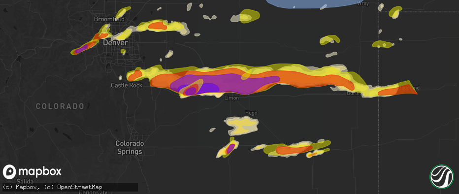 Hail map in Limon, CO on June 8, 2026