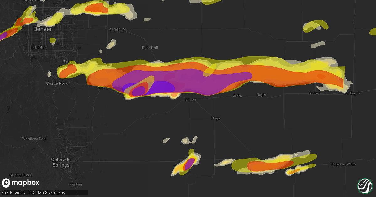Hail map in Limon, CO on June 8, 2026